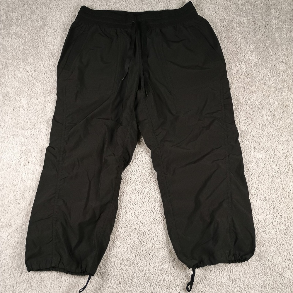 RBX Black Capri Jogger Pants Womens M Athletic Lounge Cinch Hem Stretch Workout